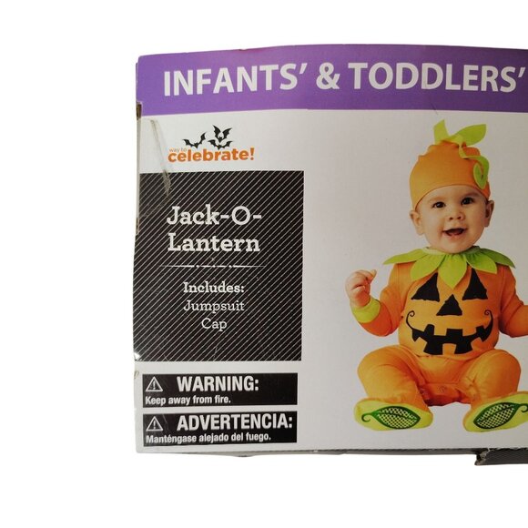 Infant 6-12 Months Pumpkin Jack-O-Lantern Jumpsuit and Cap Halloween Costume - Picture 6 of 6